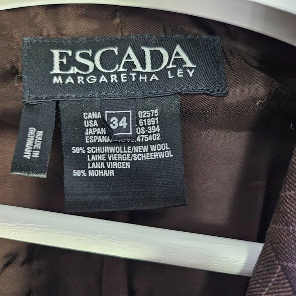 Escada Margaretha Ley Brown Pinstripe Button-Up Wool Mohair suit dress - Picture 5 of 15